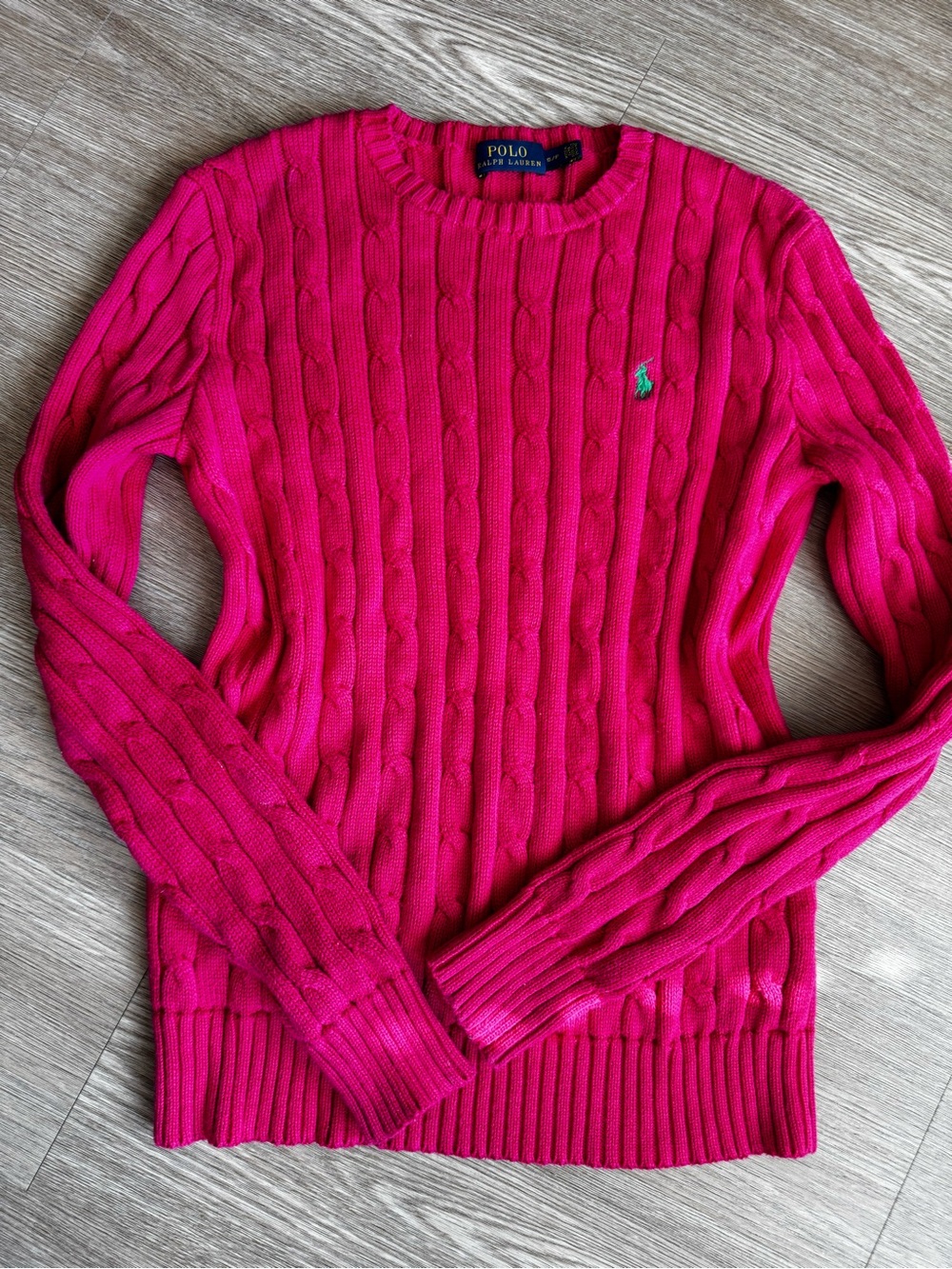 Polo by Ralph Lauren Women’s Pink Cable-Knit Crewneck Sweater